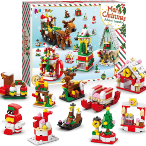Advent Calendar 2023 - Toy Building Sets for Christmas Holiday Countdown Building Block Sets for kids Toy Gift Idea to Adventure with Daily Collectible Surprises(Christmas Sleigh)